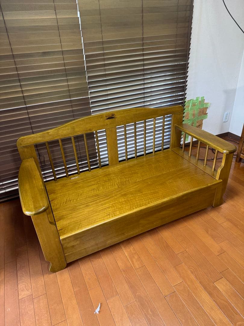 ☆アンティーク木製 収納付き 2人掛けソファ 輸入家具 英国調 ラウンジソファ 2P アンティーク調 ソファー 二人掛け