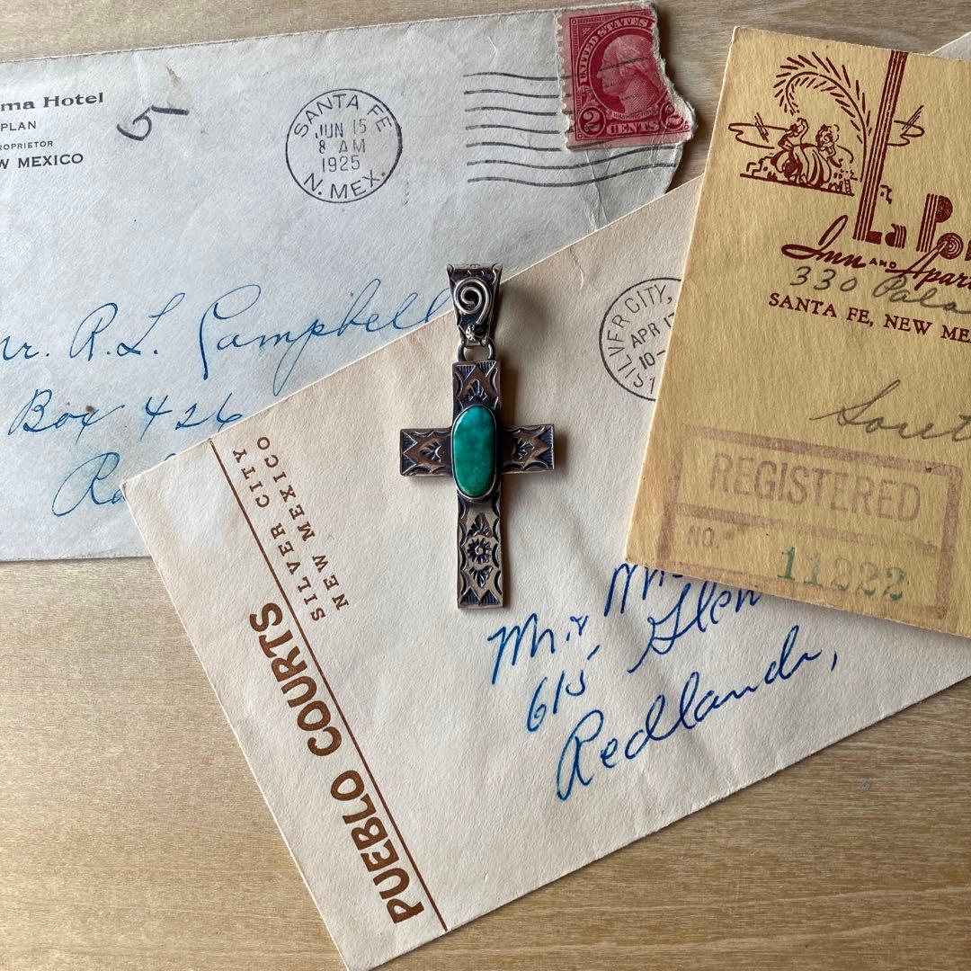 ネックレス・ペンダント Vintage Stamp Work Pendant (Navajo) Andy Cadman Navajo Sterling Silver Old Style Pendant Green Tree