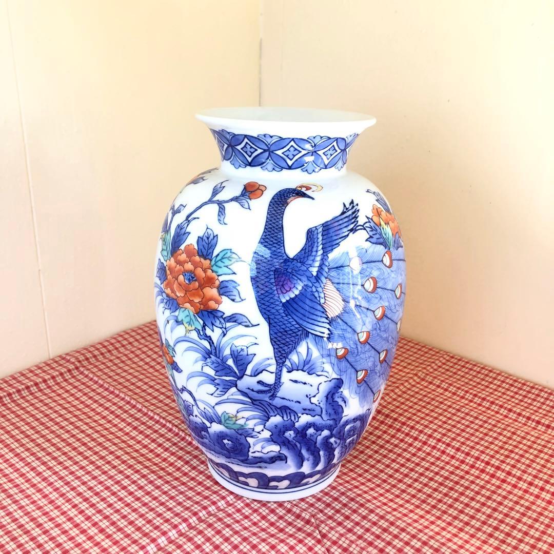 鍋島焼 虎仙窯 壺 花瓶 伊万里焼 鍋島 虎仙窯 孔雀 牡丹紋様 - メルカリ