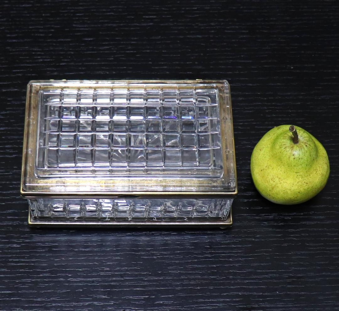 オールドバカラ 特注肉厚カットクリスタル×ブロンズ 2.3kg 大型装飾ボックス