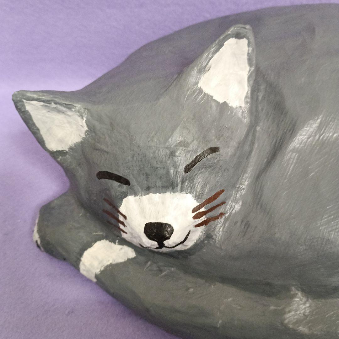 オリジナル 張り子ペット骨壷:眠り猫】グレー・シャム猫 - メルカリ