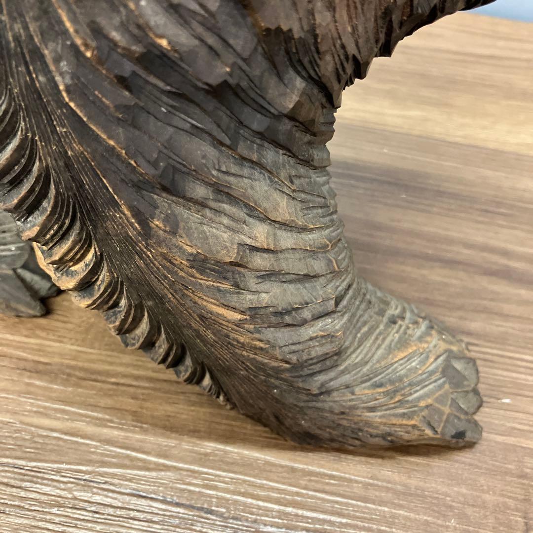 E-4 木彫りの熊 置物 北海道 民芸品 彫刻 木彫り 一刀彫 熊 置物 吠え