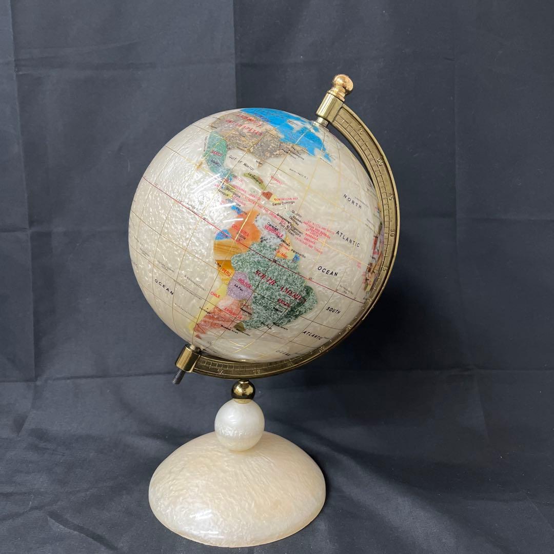 雷216 アンティーク 天然石 地球儀 パワーストーン 置物 インテリア 楽天市場】【インテリア】天然石地球儀 約80mm (24金メッキ) 単脚