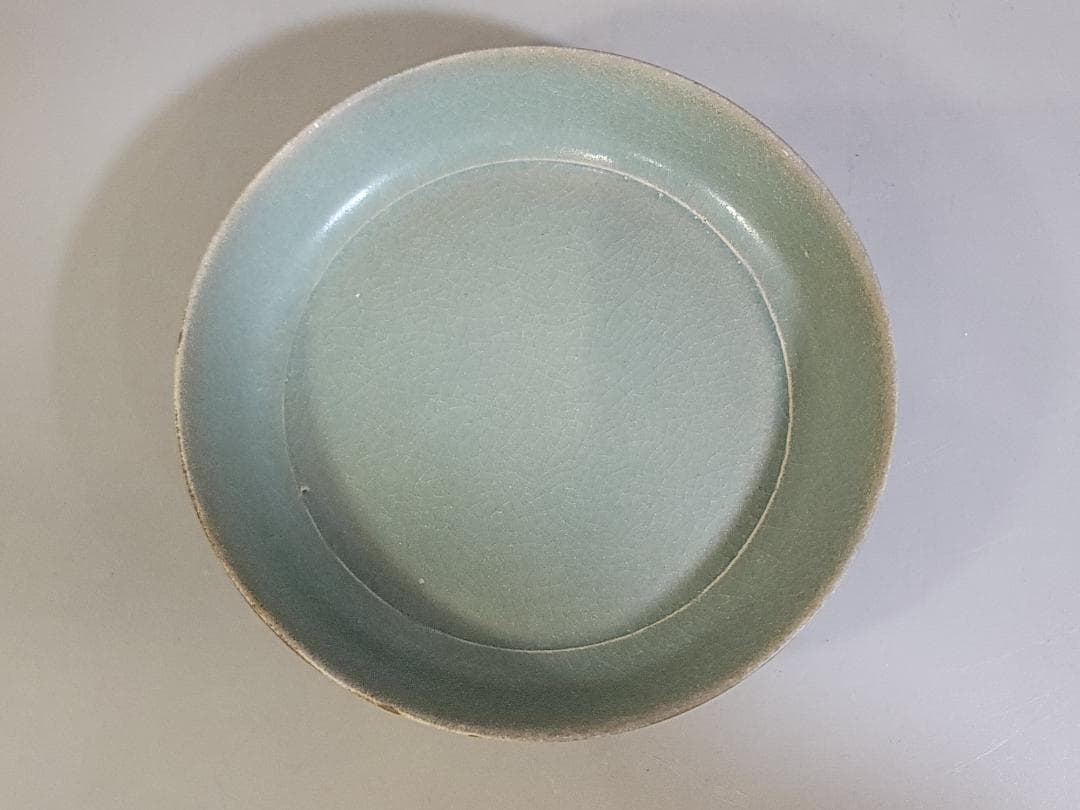 中国美術 青釉 皿 幅 13.5cm DT409