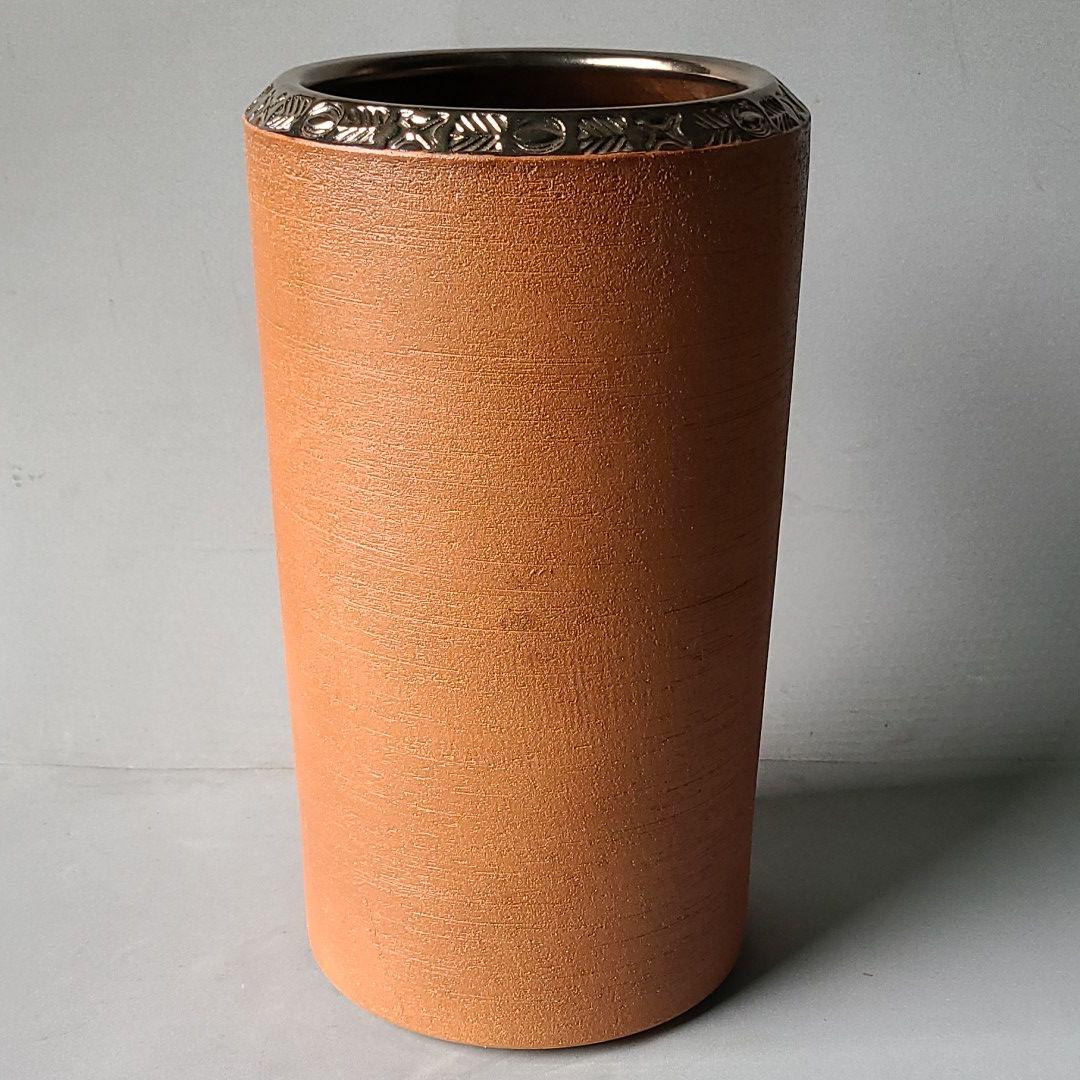 中国網目紋飛魚画胴継花瓶22cm民国〜昭和中期