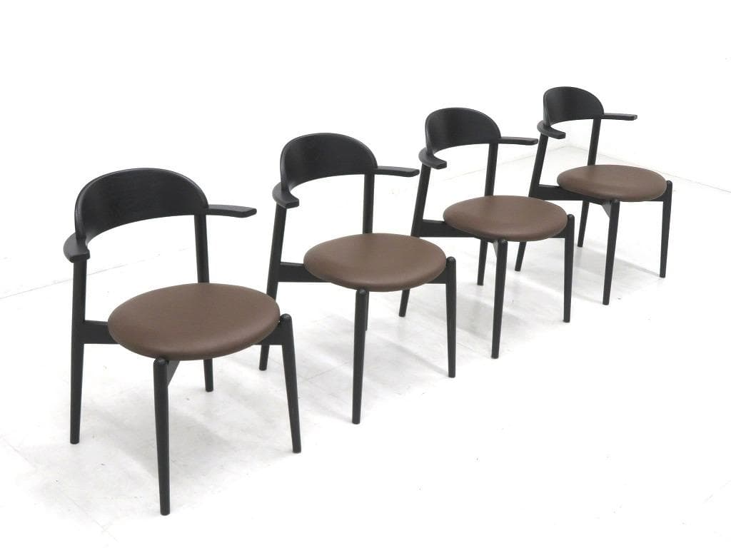 展示品　マスターウォール　本革　無垢材　ダイニングチェア　4脚セット　北欧 展示品 マスターウォール 本革 無垢材 ダイニングチェア 4脚セット