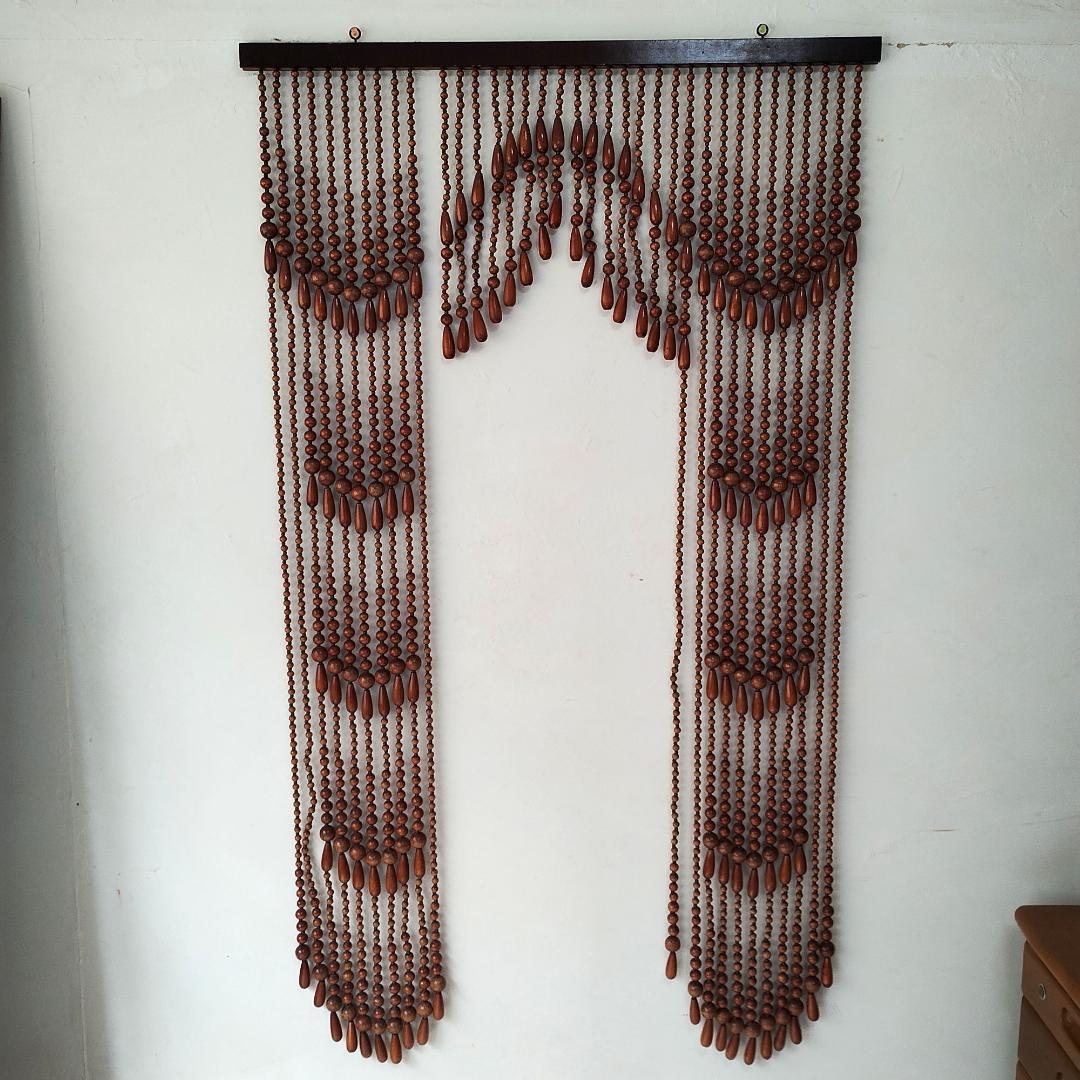 昭和レトロ 暖簾 珠のれん 木製 アーチ型 当時物 懐かしい 平成レトロ