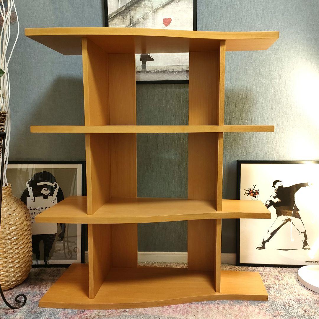 【北欧ナチュラル】曲線デザイン製 オープンシェルフ 4段 木製ラック ZAGA（ザガ） オープンラック 幅60cm 4段タイプ｜北欧・ヴィンテージ