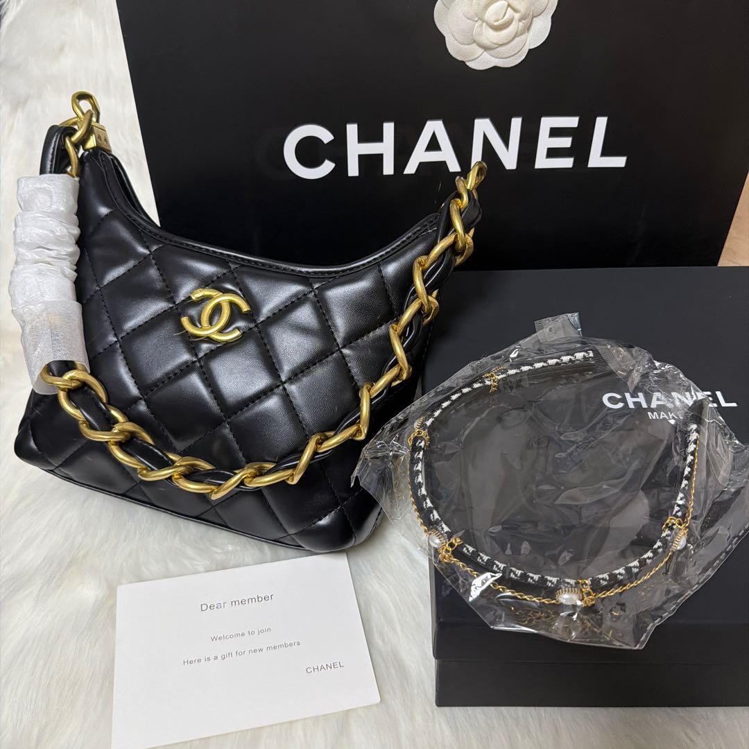 ミ*ー様 CHANEL ブラック レザー ショルダーバッグ 楽天市場】【送料無料】 シャネル ボーダーステッチ チェーン