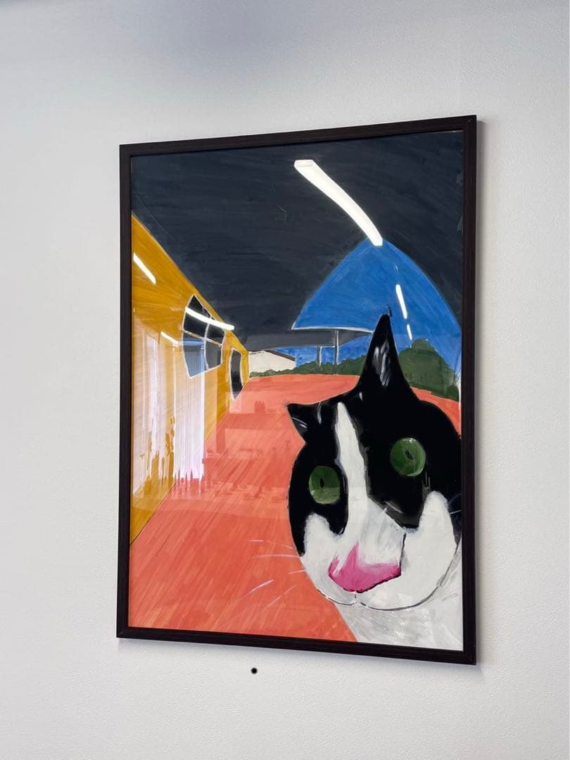 オブジェ アート 芸術 美術 壁掛け 手描き 原画 1点もの 大型 ねこ 4d610f67380f05606bccc0d70978ef