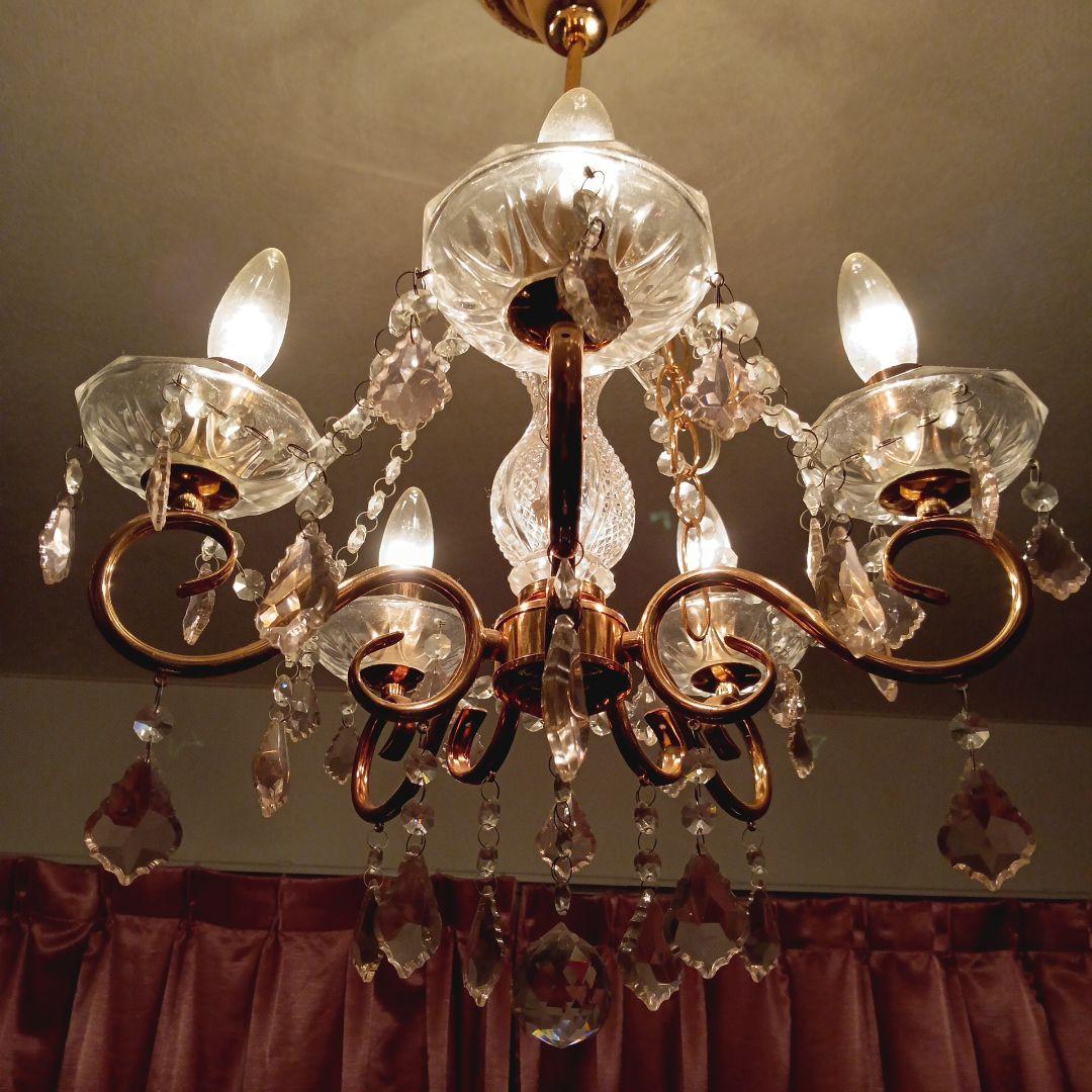 クリスタル装飾の5灯シャンデリア クリスタルガラス シャンデリア(5灯)｜アンティーク家具・照明の専門店