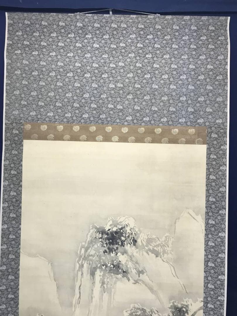 模写】谷文晁/雪景山村図/山水図/訪友図/大幅/掛軸/名家伝来/AC-286