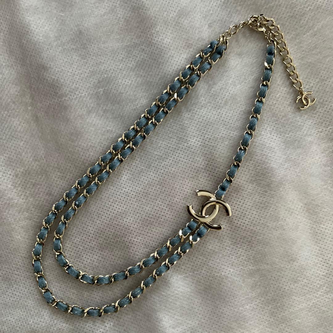 CHANEL デニム2連ネックレス　ノベルティ CHANEL シャネル 2連ネックレス ココマーク コイン 06P シルバー