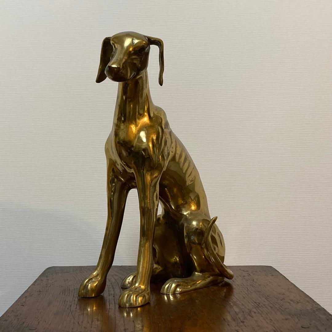 真鍮製 犬の置物 グレイハウンド ヴィンテージ アンティーク レトロ ブラス 本日限定 A018 真鍮 ブラスグレイハウンド 犬 置物 インテリア