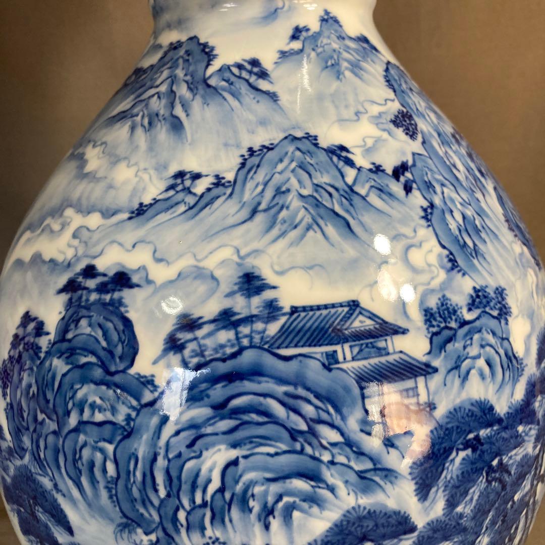 彌左衛門】古伊万里の伝統 日本の名窯 松本彌左衛門作 染付廻り山水絵