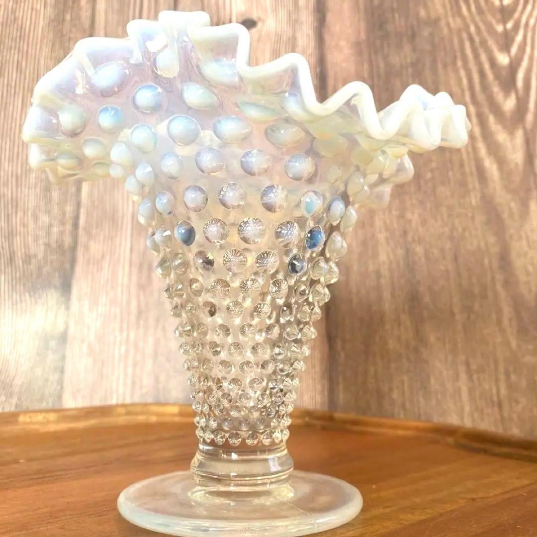 フェントン　ムーンストーン　ホブネイル　オパルーセント フェントン フレンチオパールセント ホブネイル カップ