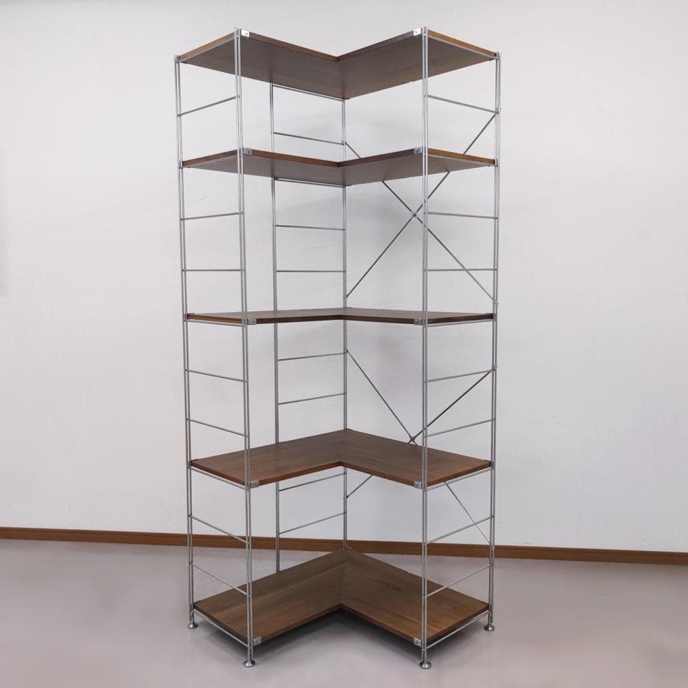 無印良品 ステンレスユニットシェルフ コーナータイプ ウォールナット材 特大5段 無印良品（MUJI） ステンレスユニットシェルフ ウォールナット材