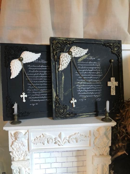 ❤️アンティーク加工リバーシブルオブジェデザインプレートブラック