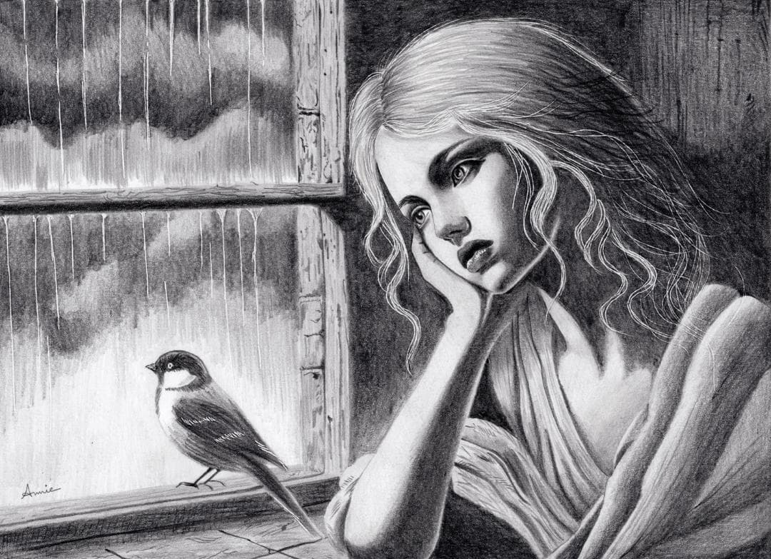 鉛筆画「My rainy day」　B5大サイズ Rainy Day #07 Drawing Poster by Emerico Imre Toth - Fine Art America