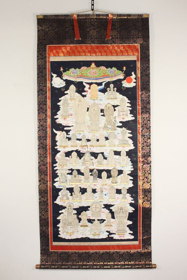 No5402 掛軸　西国三十三所御集印霊幅　紙本　紺紙金泥　木箱付　送料無料 西国三十三所 御宝印掛軸 - 創業130年｜表装・表具・掛軸 仙福南陽