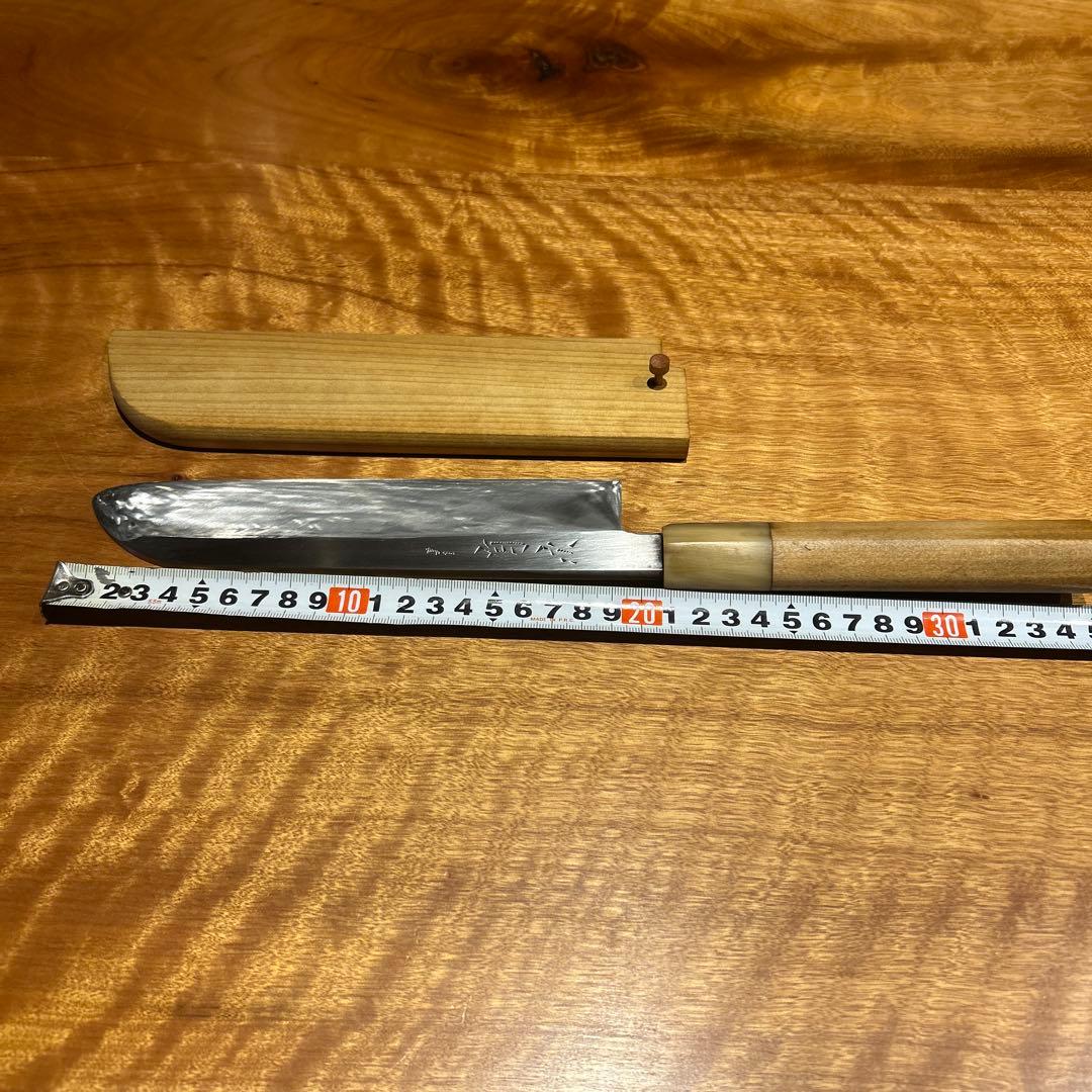 京都有次　水焼　本焼　薄刃包丁　鞘付き 本焼鎌形薄刃 白鋼 水牛柄 8寸（240mm） | 刃物の老舗 本家かね惣