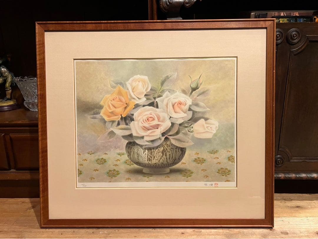 堂本元次 薔薇匂う リトグラフ アート インテリア 額縁 堂本元次の値段と価格推移は？｜4件の売買データから堂本元次の価値が