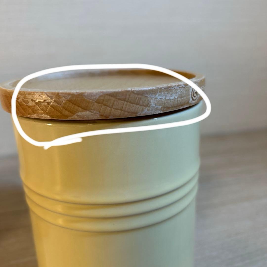 ルクルーゼ キャニスター シリンダージャー 木製蓋付き 3個セット