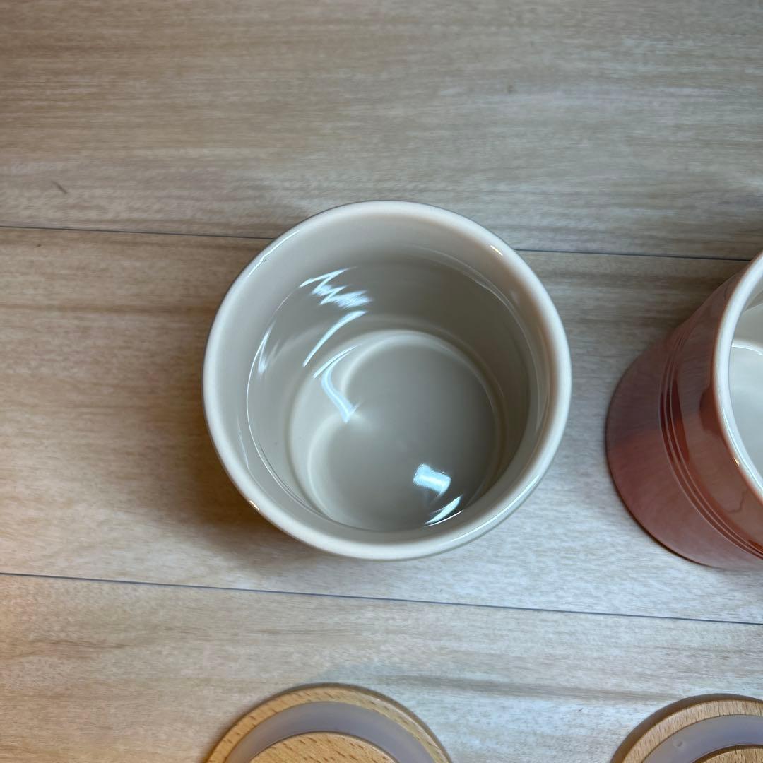 ルクルーゼ キャニスター シリンダージャー 木製蓋付き 3個セット