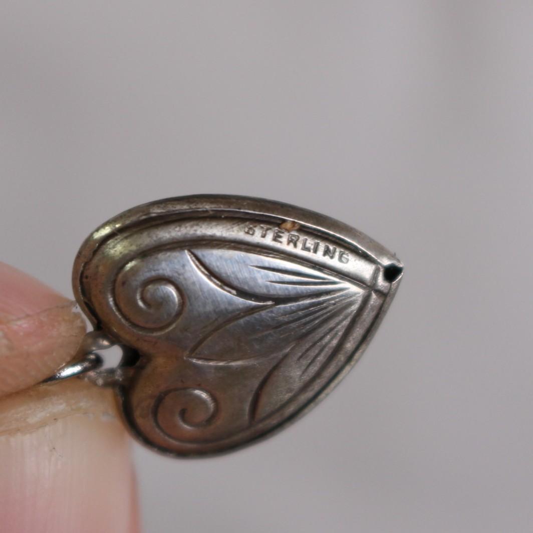 30s スウィートハートジュエリー 両面 ハート チャーム 波 アールデコ 唐草