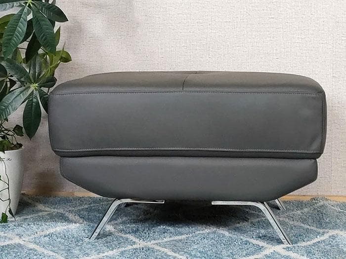 チャコールグレー オットマン スツール 黒系 本革 いす スツール オットマン レザー 本革 革 幅70cm 高さ41cm 一人掛け 足置