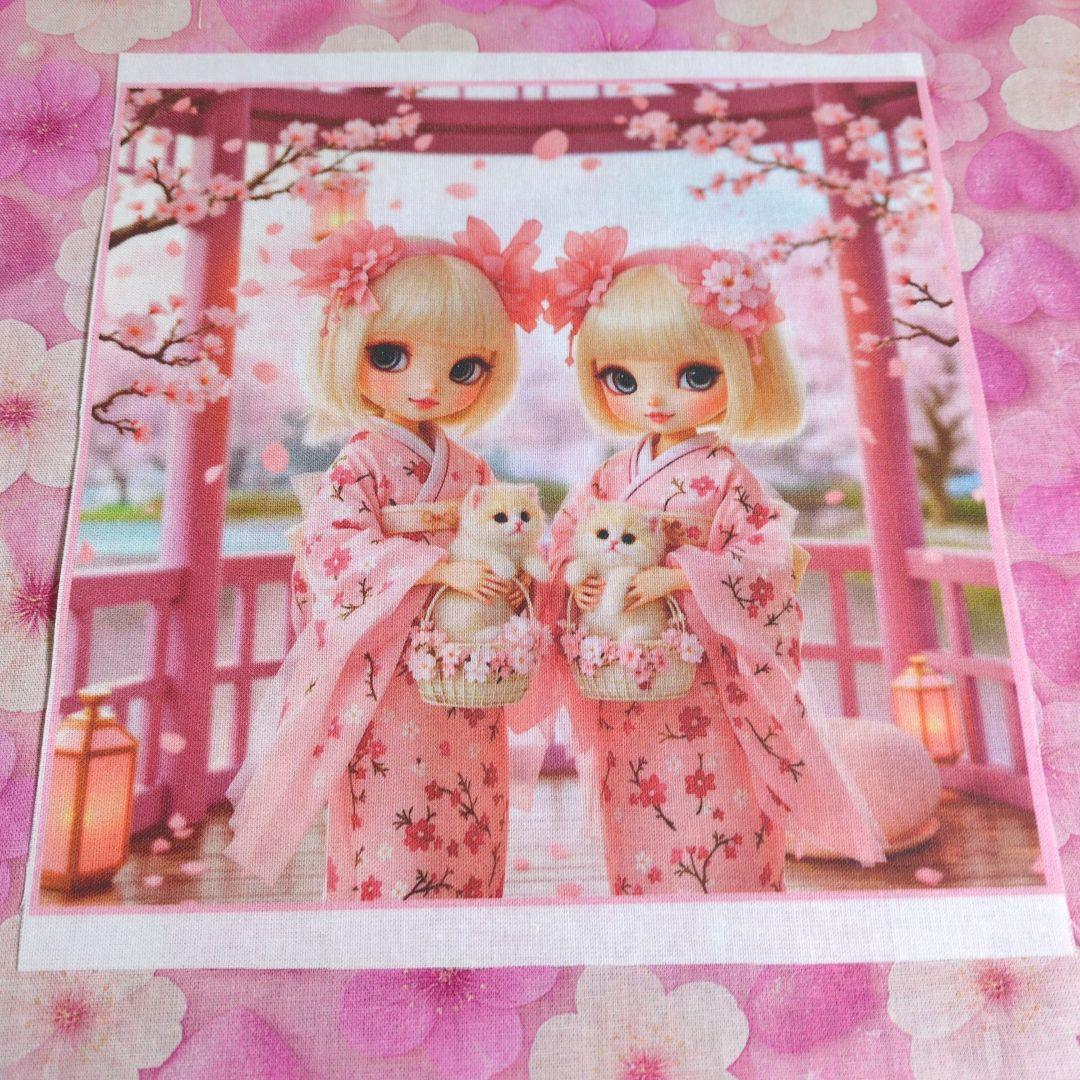 未使用 可愛い女の子パネル生地＆桜柄生地です。 - メルカリ