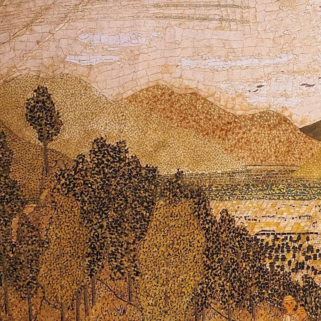 山下清、【山の頂上から見た景色】、希少な額装用画集より、新品額装付