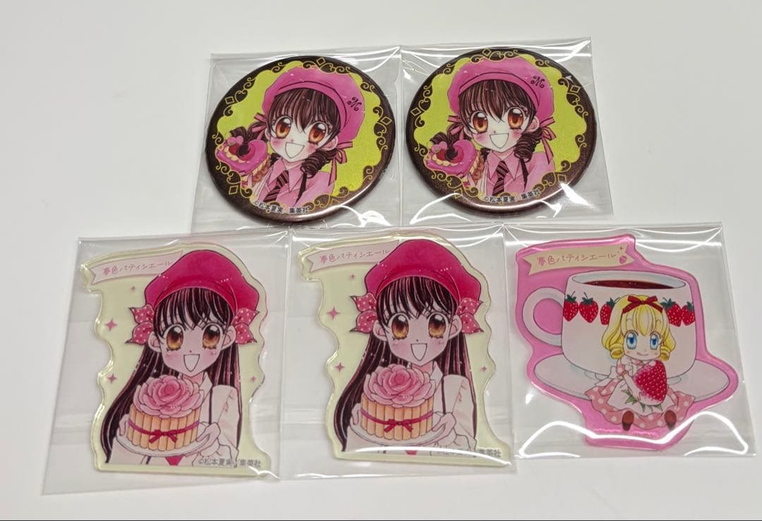 りぼんカフェ 夢色パティシエール 缶バッジ アクリルステッカー 5点