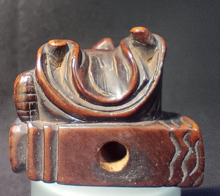 江戸時代 柘植彫 根付 「卒塔婆小町」