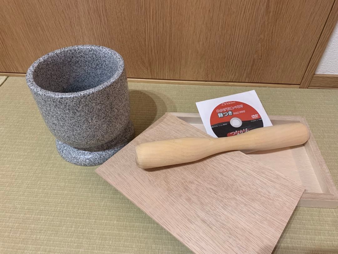 食べたい分だけ！ミニ 餅つき セット 2合用 みかげ石　食育 楽天市場】ミニ餅つきセット 食べ切り2合用 DVD付 みかげ石 餅つき