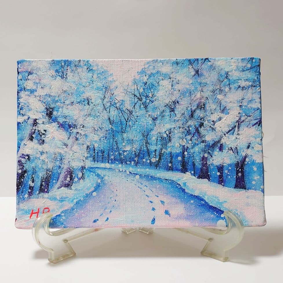 油絵 絵画【雪の道】 油絵 雪の道 - HR | minne byGMOペパボ 国内最大級のハンドメイド