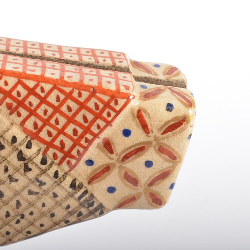 Gojyo様専用 野々村仁清作 色絵格子文扇形香合 時代箱二重箱 V R6219