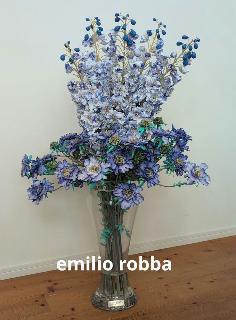 【エミリオ・ロバ】 特大 アーティフィシャルフラワー 花器付き【デルフィニウム】 エミリオ・ロバ】 特大 アーティフィシャルフラワー 花器付き