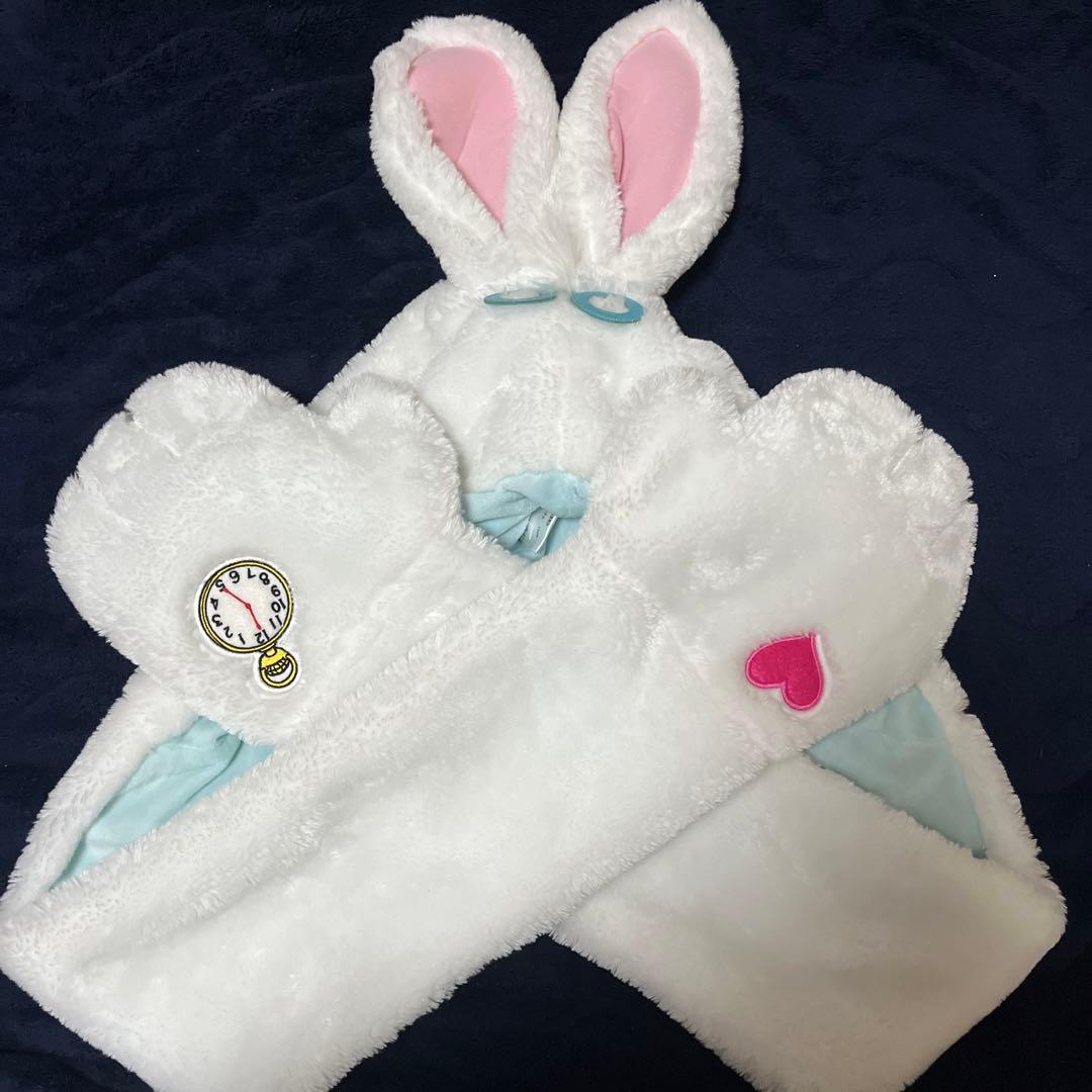 ディズニー 不思議な国のアリス 白うさぎ マフラーキャップ - メルカリ