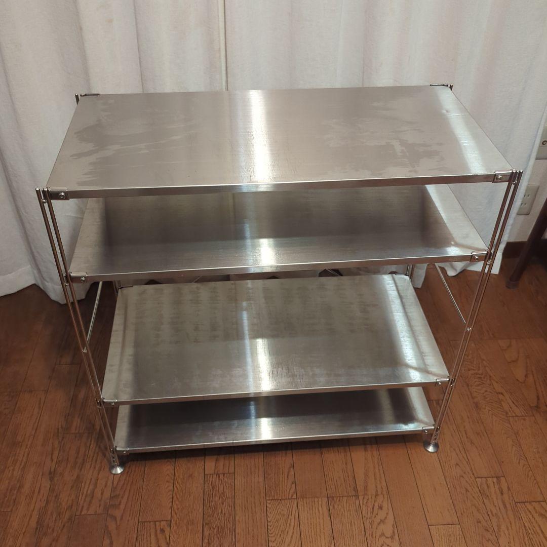 無印良品ステンレス製4段オープンシェルフ 無印良品(MUJI)の人気の4段ステンレスユニットシェルフです。大型