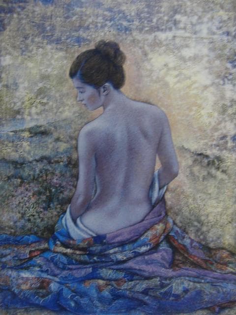 高田明義、「風のそよぎ」、希少画集、額装画、日本製・新品額にて額装