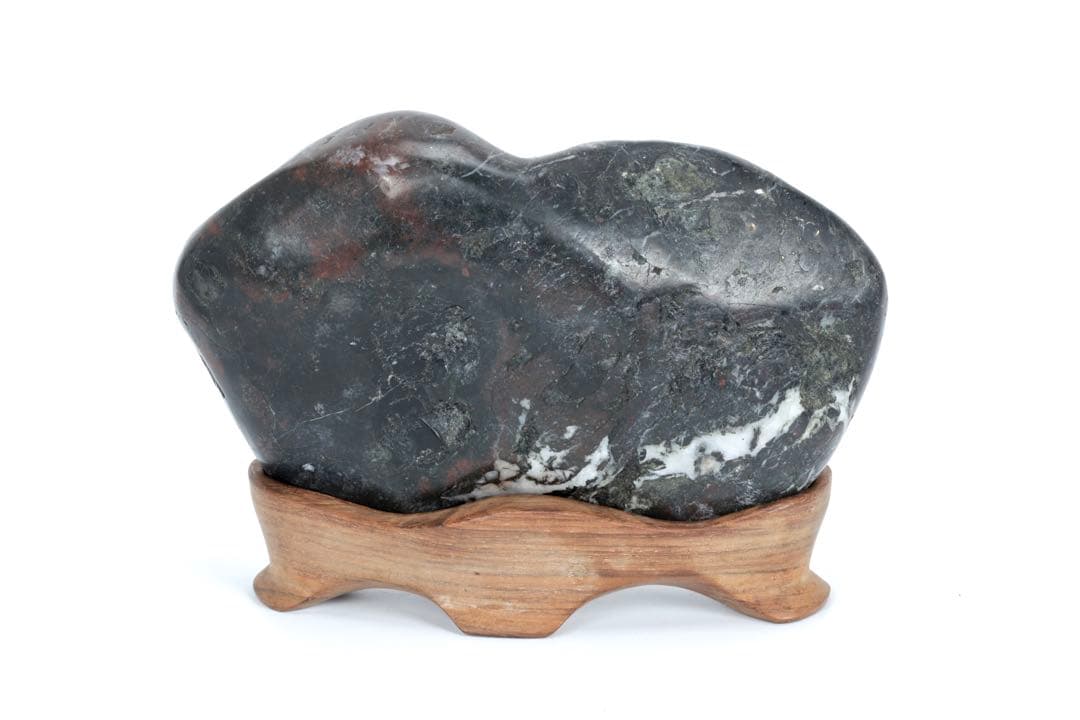 菊花石 紋石 鑑賞石 1.5kg 台座付 天然石 原石 水石 盆石 飾石 古美術