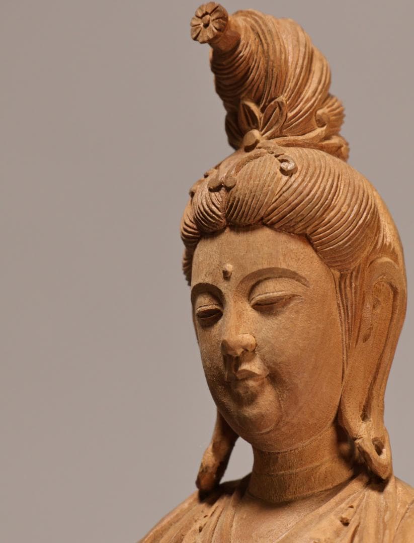 BK438 木彫 黄楊製 魚籃観音 木製 聖観音菩薩 阿弥陀如来 4対 - メルカリ