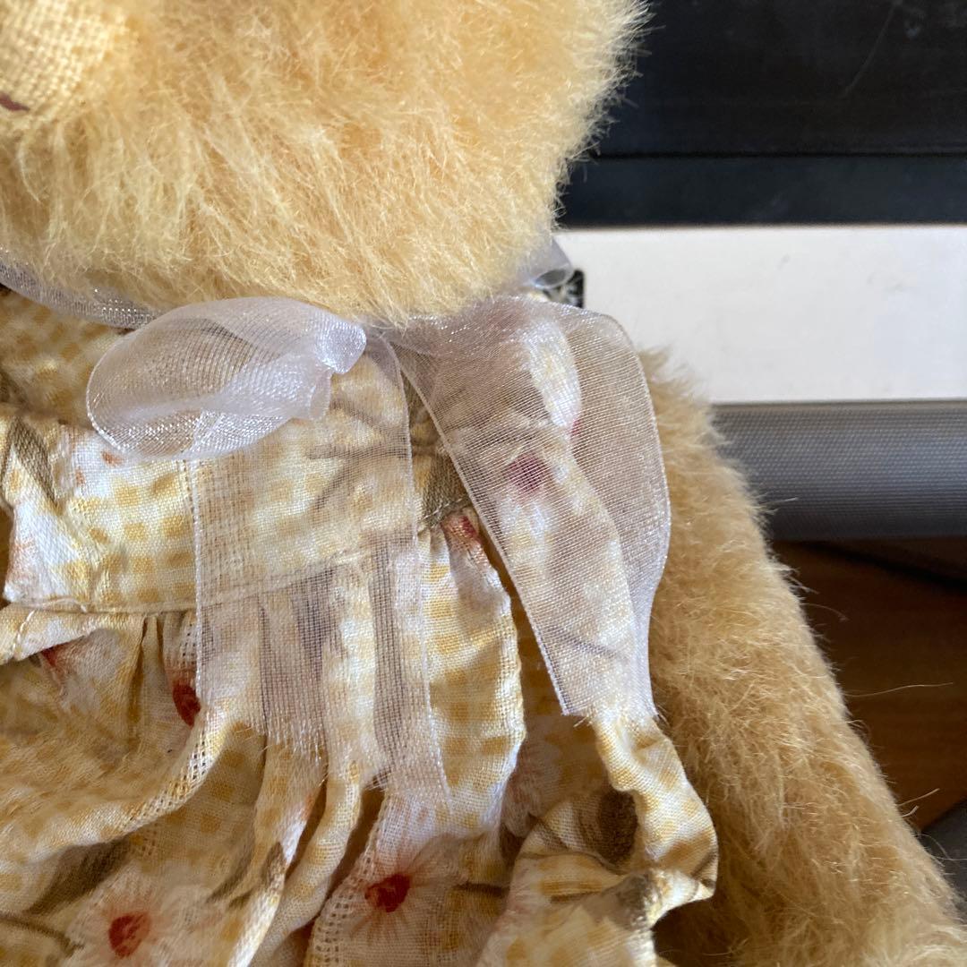 ハンドメイド テディベア作家 花柄ドレス　テディベア　和田みゆき