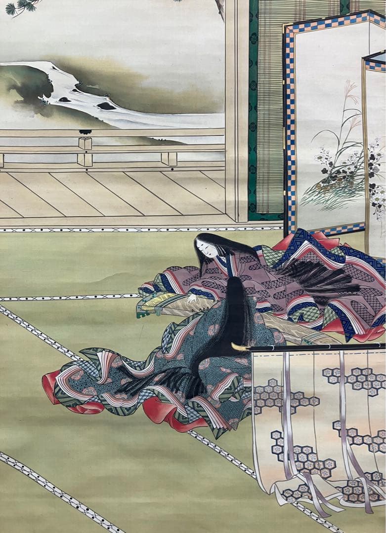 圭岳 銘【歌仙図・美人画・浮世絵】絹本 掛軸（清少納言 紫式部 小野小町）