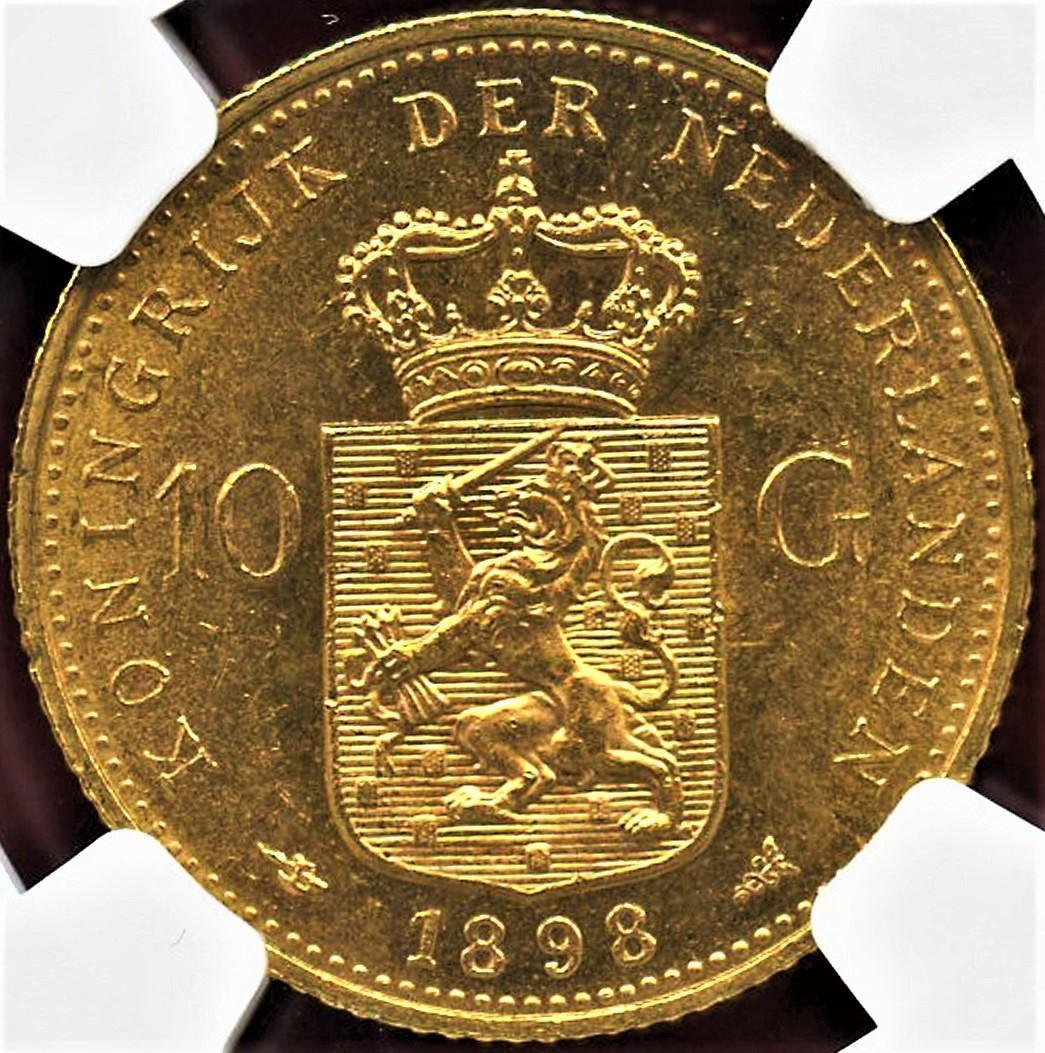 少女期《ウィルヘルミナ金貨 オランダ》1898年:高鑑定 MS64：超稀少！