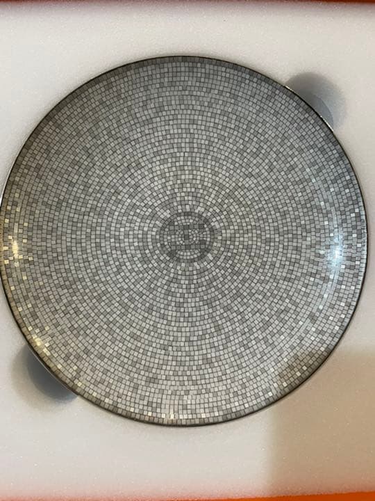 新品 エルメス モザイク プラチナ パンプレート2枚セット Hermes エルメス モザイク ヴァンキャトル プラチナ オーバルプレート
