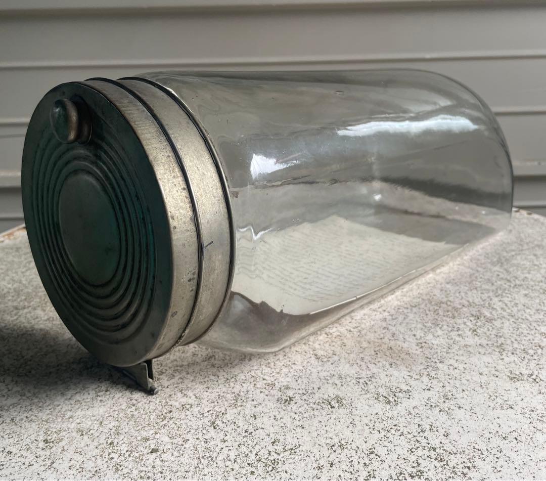 ビンテージ/昭和レトロ/古道具/駄菓子屋/ガラス瓶/瓶/気泡/ゆらゆら ビンテージ】気泡のたくさん入ったガラス海苔瓶・駄菓子瓶（蓋なし