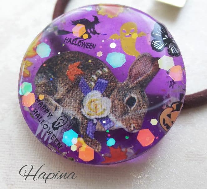 秋デザイン うさぎちゃんラウンドレジンヘアゴム