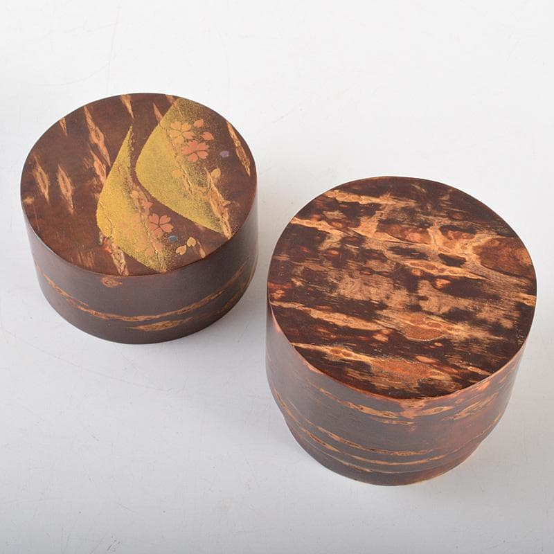 茶道具 越前塗 中出松峰作 螺鈿装飾 遠山桜蒔絵 桜中次 棗 共箱 V 6433